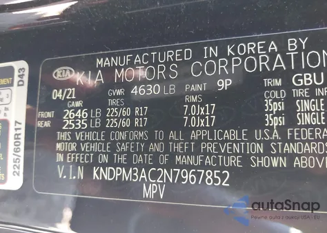 2022 Kia Sportage Lx из США, поврежденный, VIN KNDPM3AC2N7967852